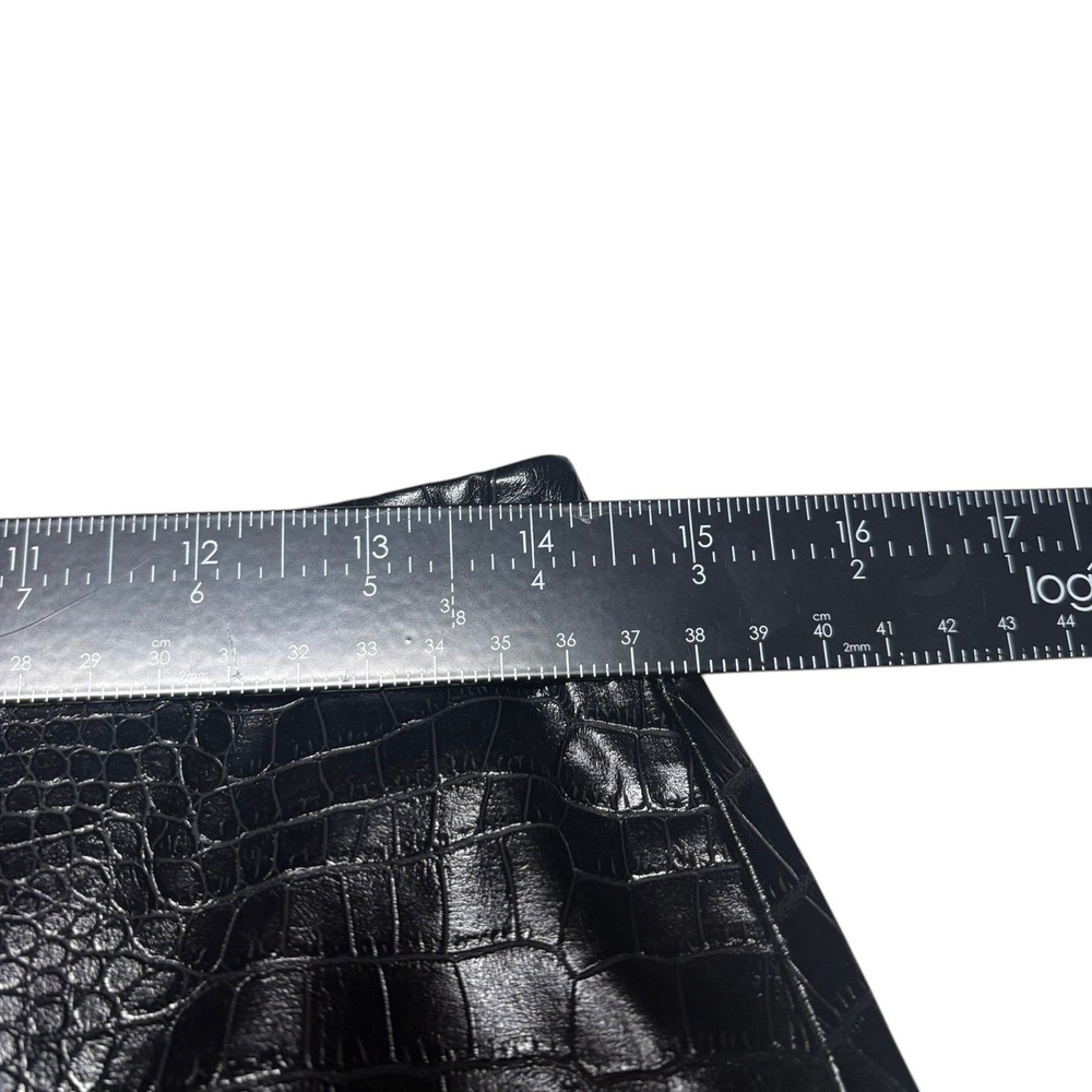 Calvin Klein Mini Skirt 2 Black Faux Leather Crocodile Embossed High Waist - Picture 6 of 7
